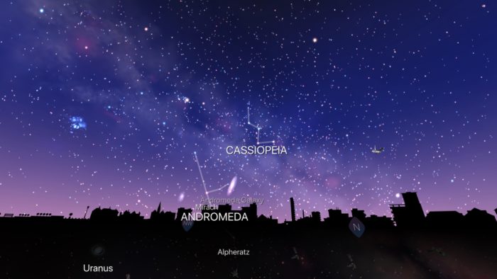 Cassiopeia and Andromeda in Night Sky iOS app screenshot