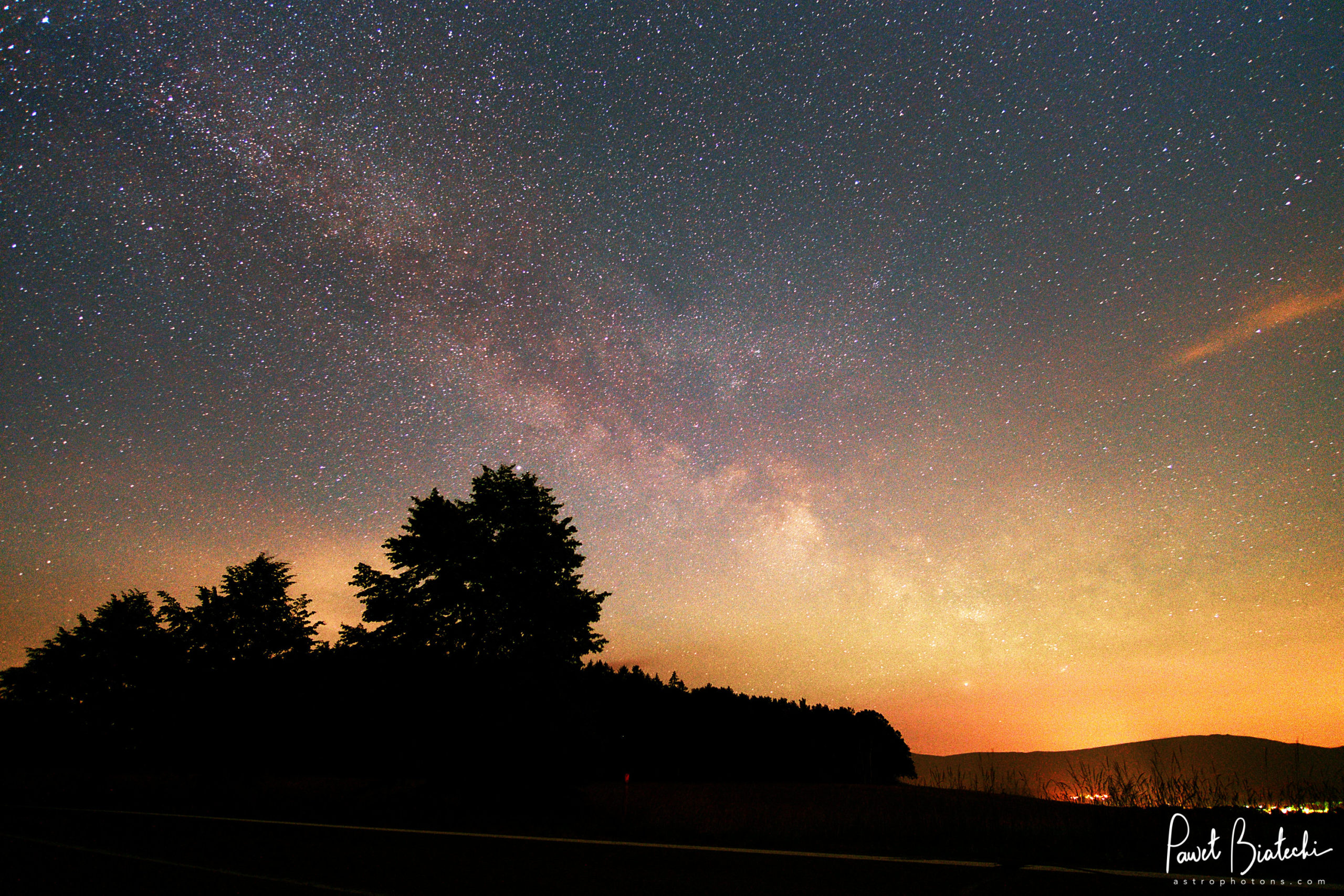 Milky Way near Frýdlant, Czech Republic. Astrophotography landscape.