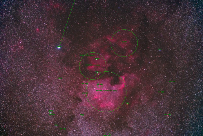 Annotated North America Nebula region